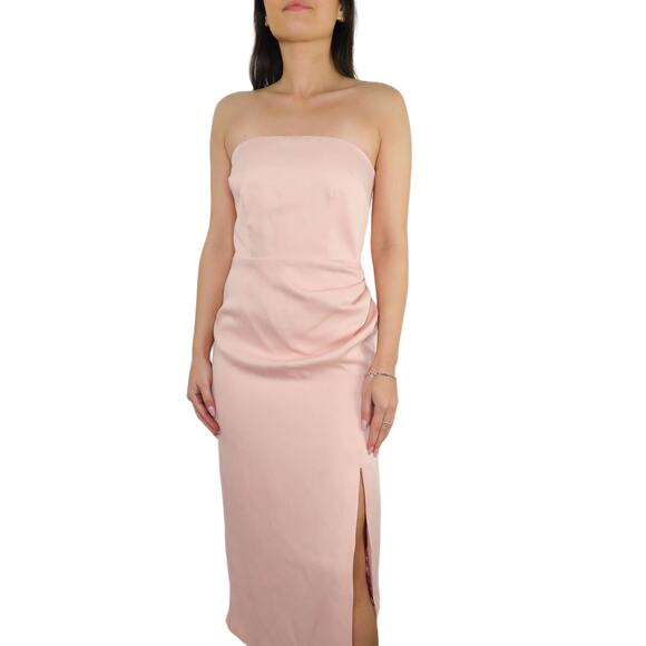 Cushnie Blush Pink Strapless Asymmetrical A-Line Midi Dress Formal Size 2 - Picture 7 of 8